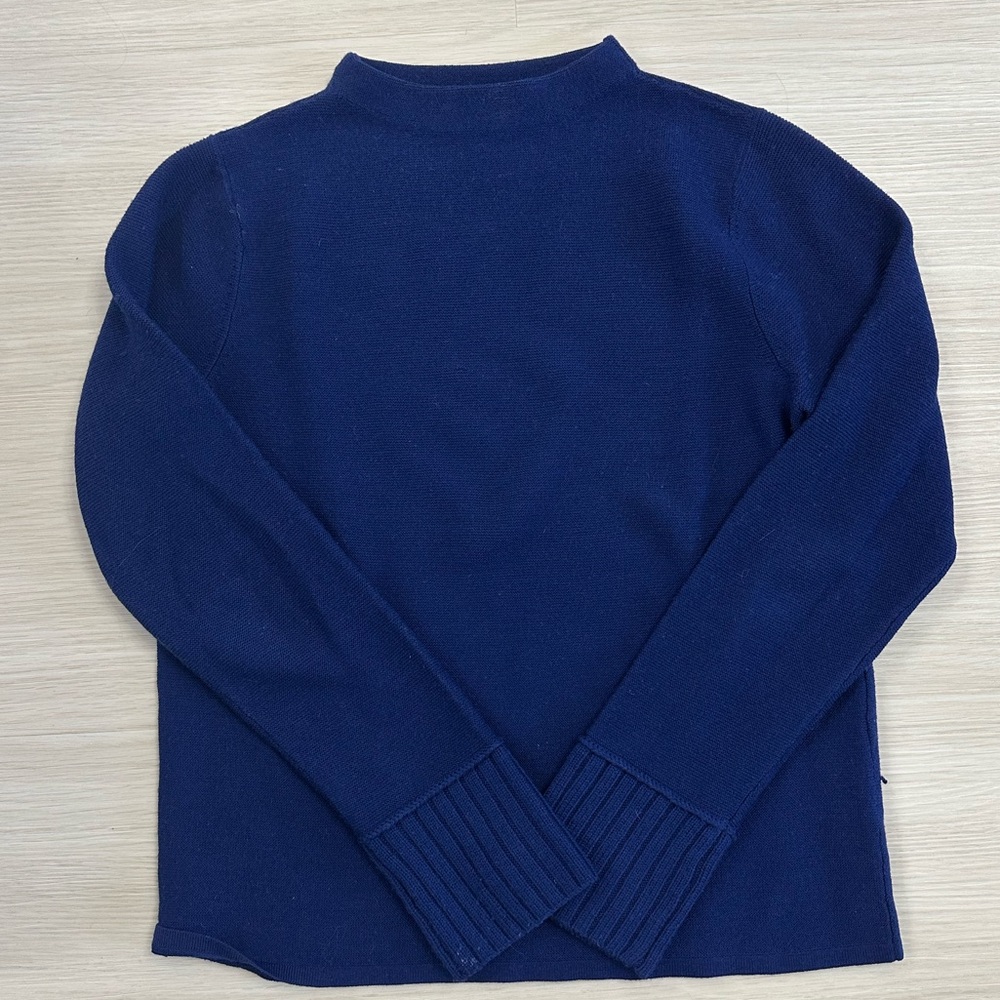 Blue mock neck wool sweater